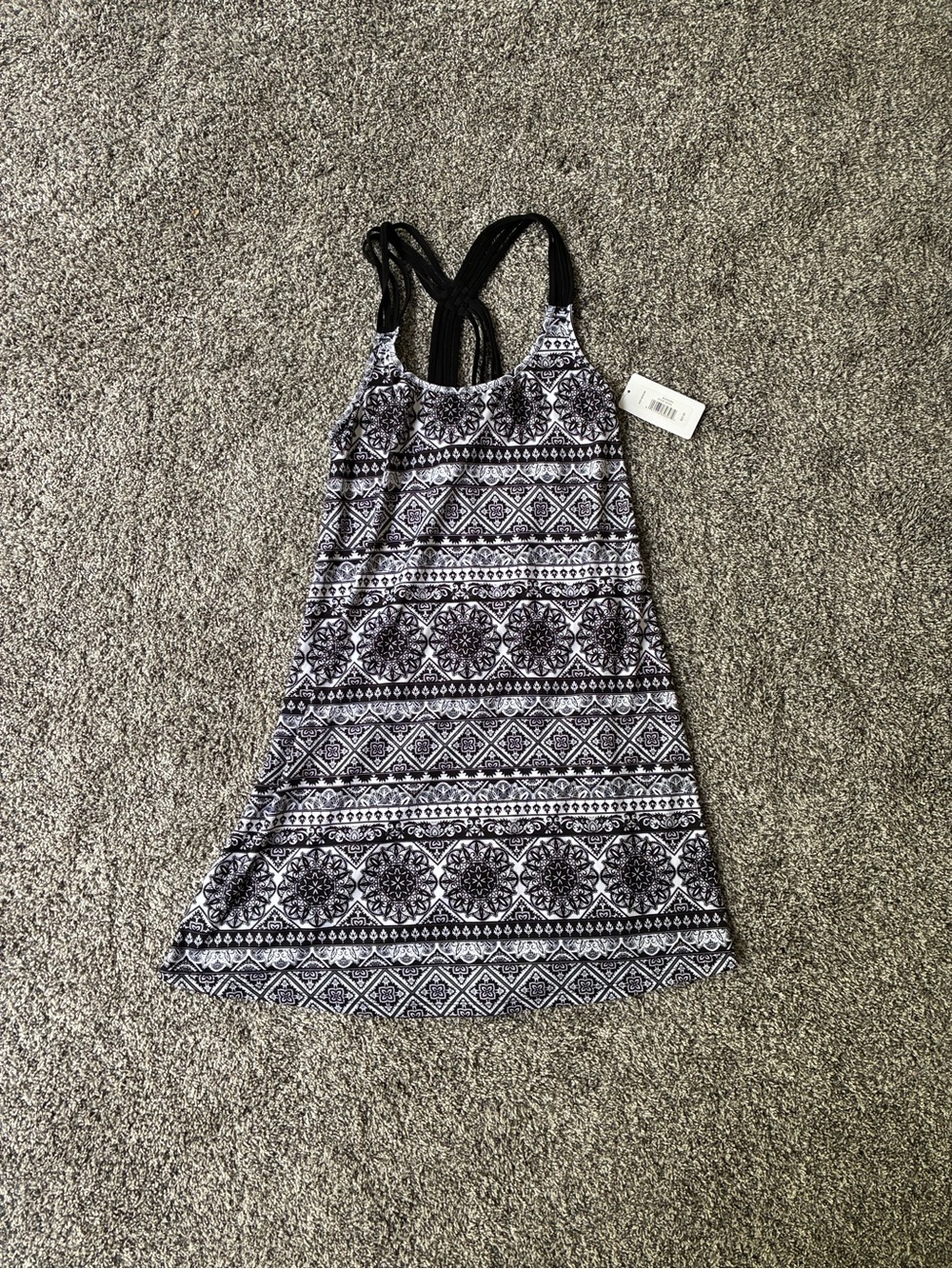 New With Tags Portocruz Black and White Printed Strappy Swim Coverup Dress, M